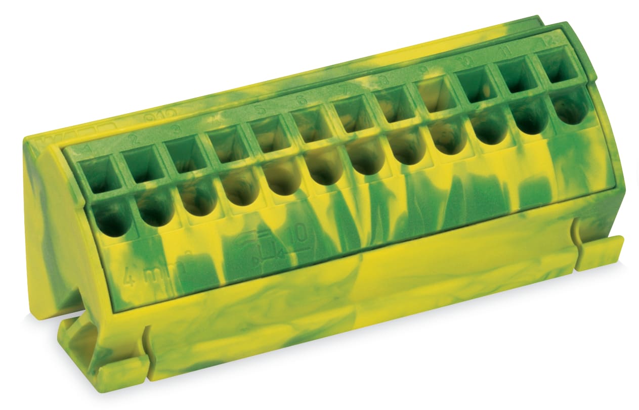 WAGO ELETTRONICA - Morsetto per barra collettrice di terra.per barre collettrici 10 x 3 mm.Push-in CAGE CLAMP®.verde-giallo
