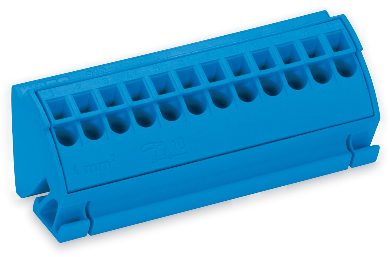 WAGO ELETTRONICA - Morsetto per barra collettrice.per barre collettrici 10 x 3 mm.senza pulsanti.blu 812-104