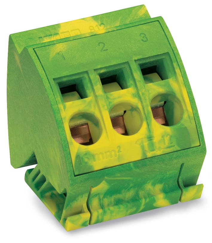 WAGO ELETTRONICA - Morsetto per barra collettrice di terra.per barre collettrici 10 x 3 mm.CAGE CLAMP®.verde-giallo 812-110