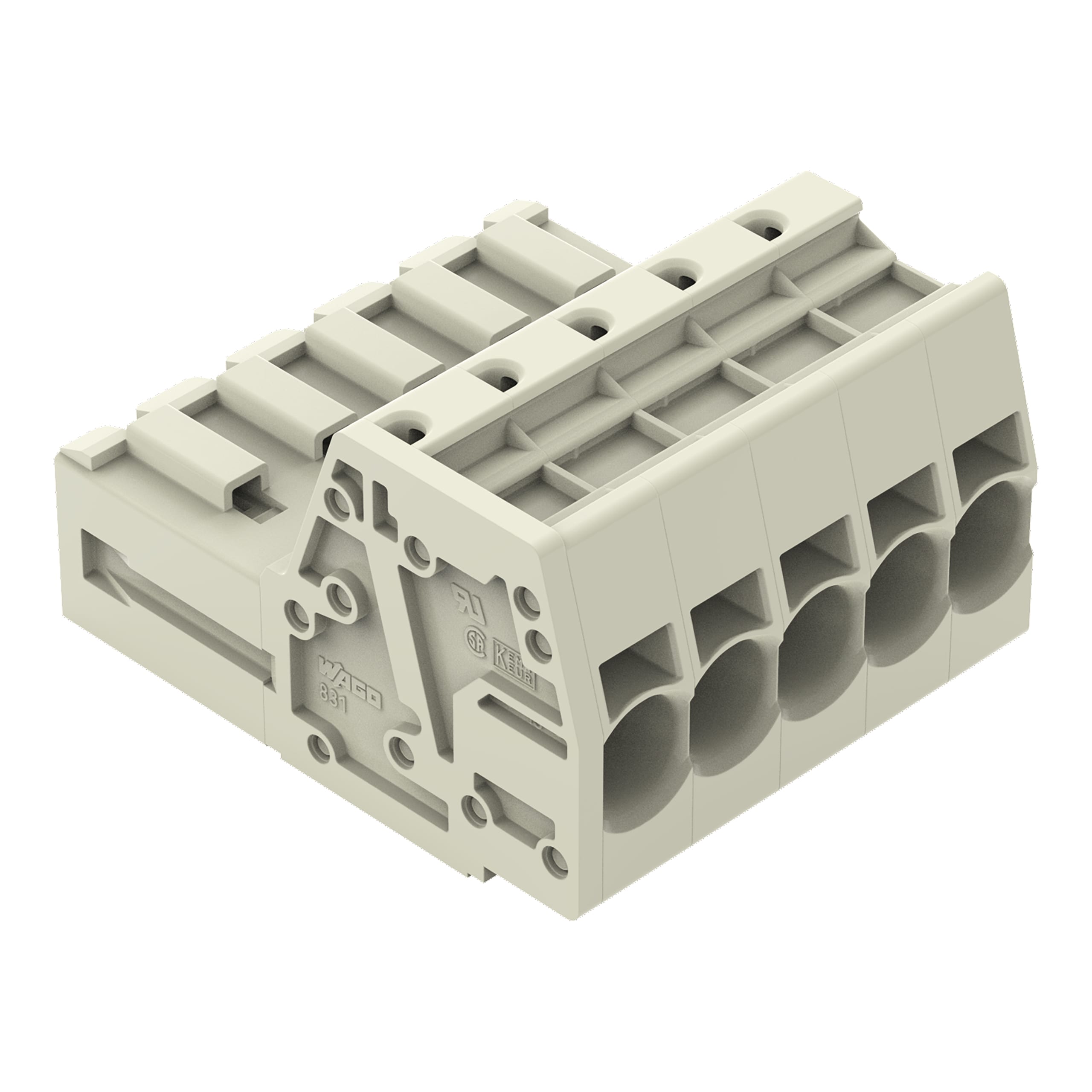 WAGO ELETTRONICA - Connettore maschio per 1 conduttore.Push-in CAGE CLAMP®.10 mm².grigio chiaro