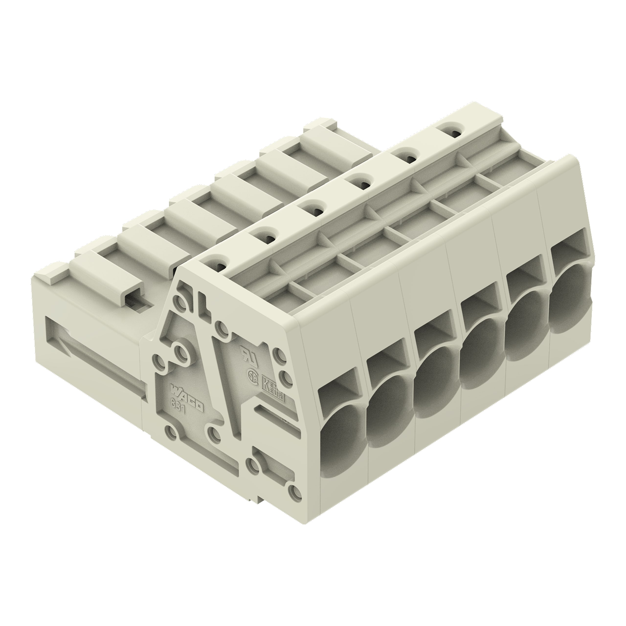 WAGO ELETTRONICA - Connettore maschio per 1 conduttore.Push-in CAGE CLAMP®.10 mm².grigio chiaro