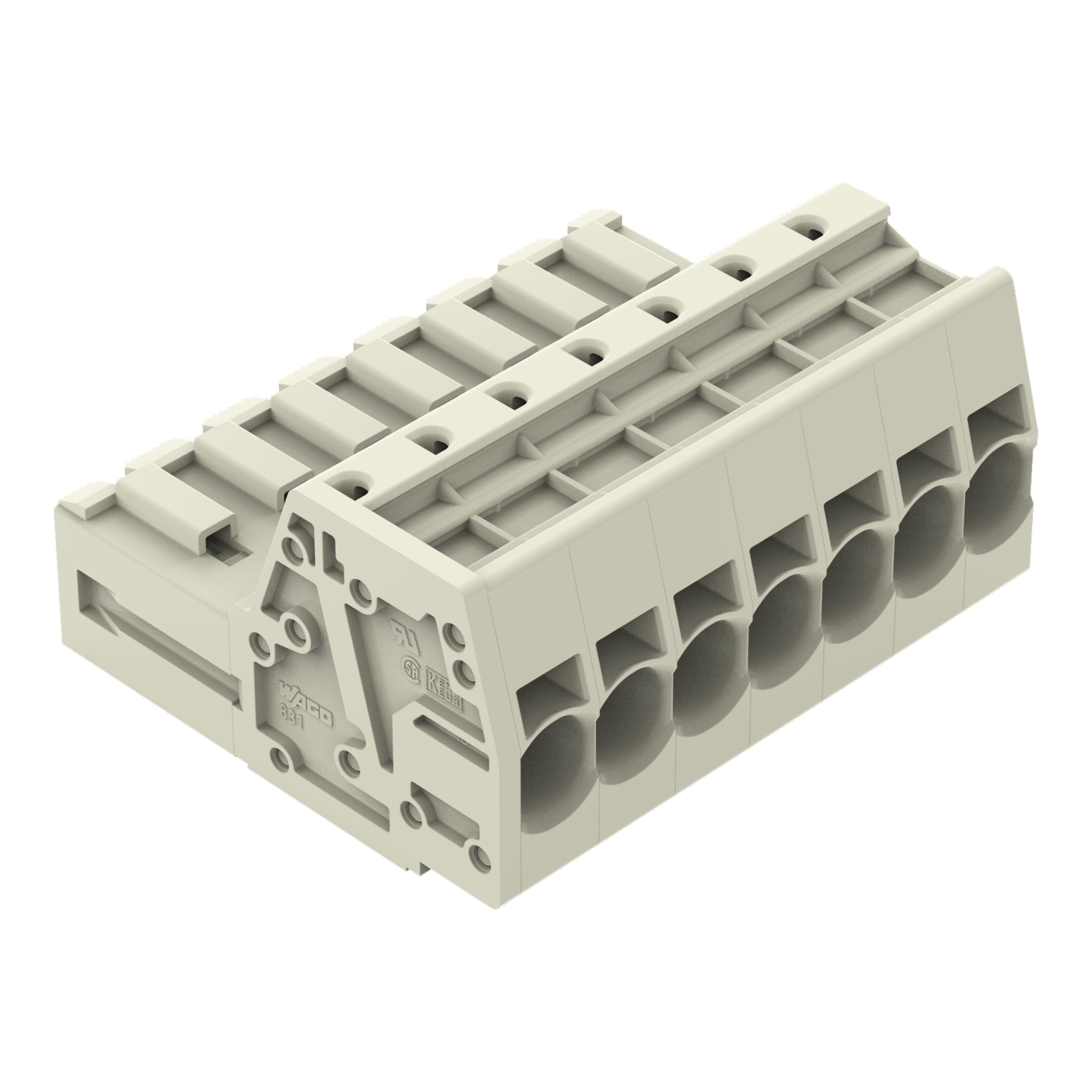 WAGO ELETTRONICA - Connettore maschio per 1 conduttore.Push-in CAGE CLAMP®.10 mm².grigio chiaro