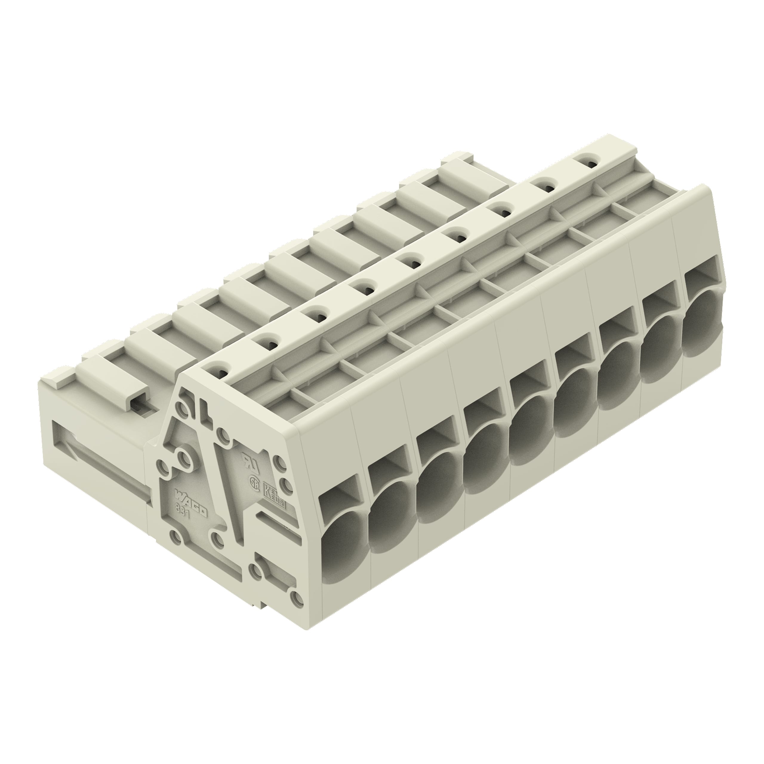WAGO ELETTRONICA - Connettore maschio per 1 conduttore.Push-in CAGE CLAMP®.10 mm².grigio chiaro