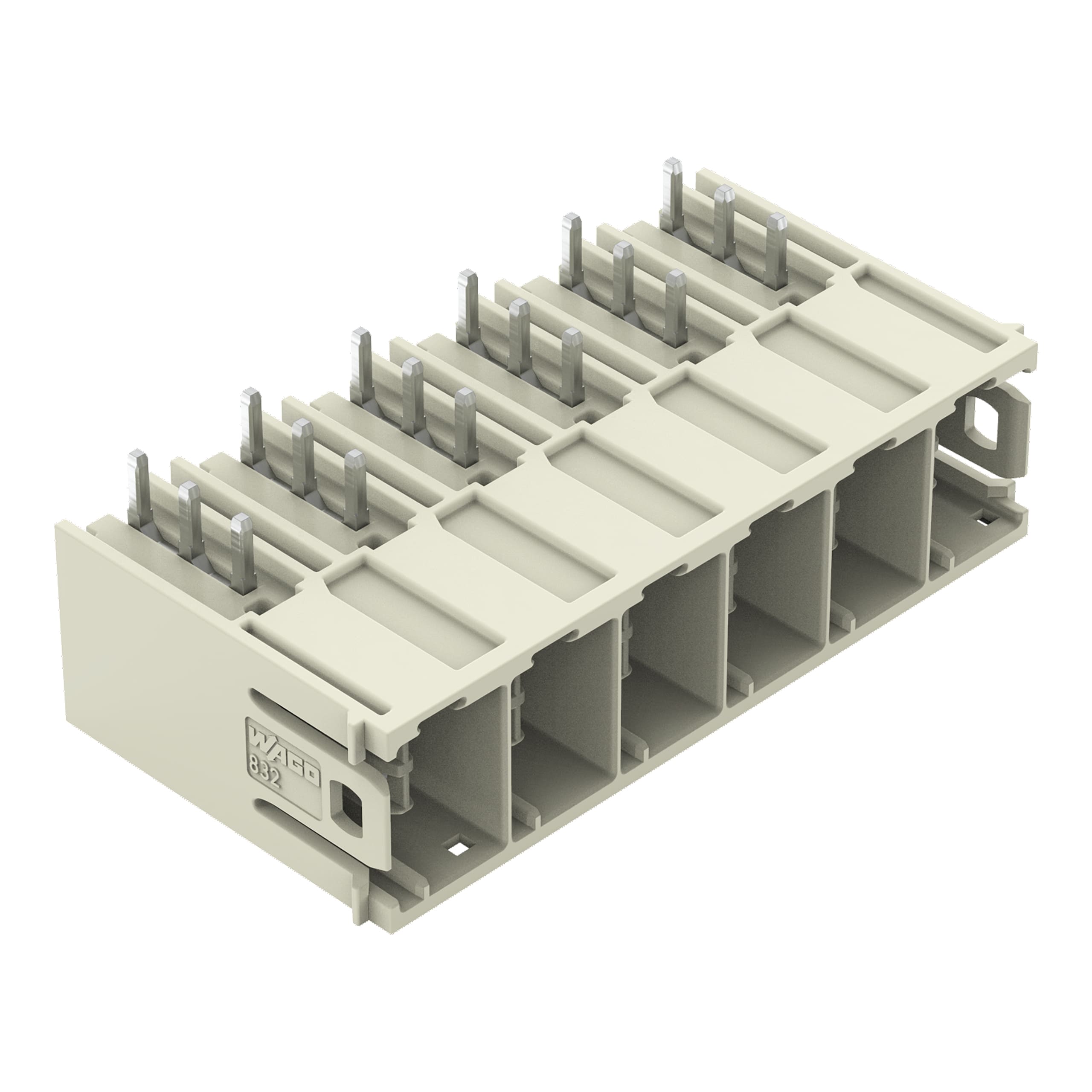 WAGO ELETTRONICA - Connettore maschio THT.Pin a saldare 1,2 x 1,2 mm.angolato.grigio chiaro 832-3646