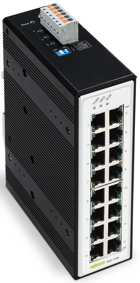 WAGO ELETTRONICA - Switch industriale.16 Porte 1000Base-T.Ampio intervallo di temperatura.nero metallizzato