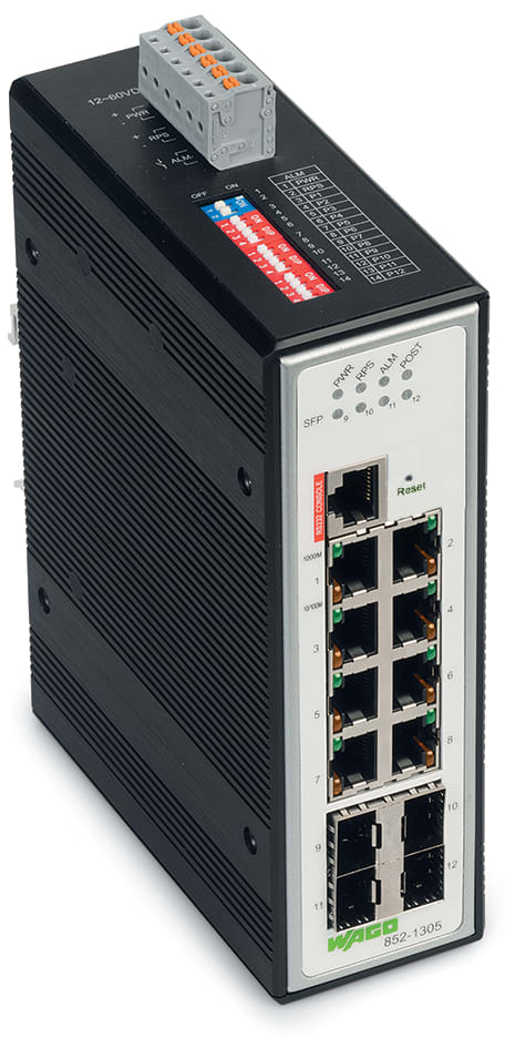 WAGO ELETTRONICA - Switch industriale managed.8 Porte 1000Base-T.4 slot 1000BASE-SX/LX.nero metallizzato