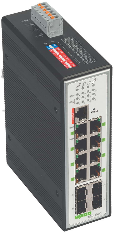 WAGO ELETTRONICA - Switch industriale managed.8 Porte 1000Base-T.4 slot 1000BASE-SX/LX.nero metallizzato