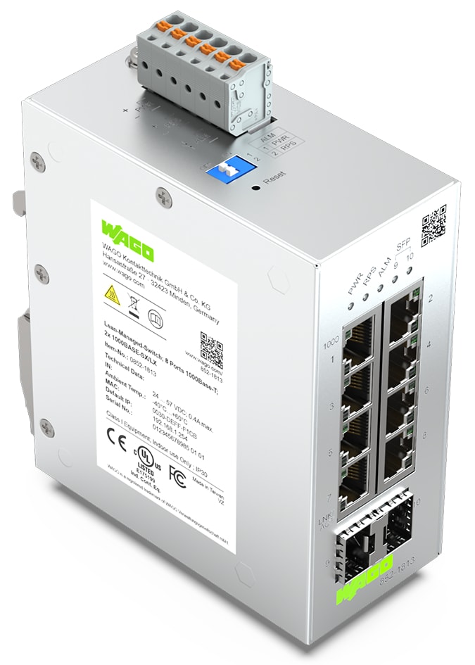 WAGO ELETTRONICA - Switch managed agile.8 Porte 1000Base-T.2 slot 1000BASE-SX/LX 852-1813