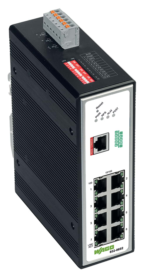 WAGO ELETTRONICA - Switch industriale managed.8 porte 100Base-TX.PROFINET.nero metallizzato 852-602