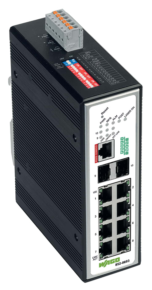 WAGO ELETTRONICA - Switch industriale managed.8 porte 100Base-TX.2 slot 1000BASE-SX/LX 852-603