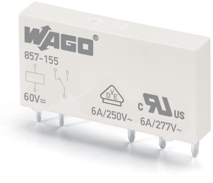 WAGO ELETTRONICA - Relè base.Tensione nominale di ingresso: 60 V DC.1 contatto in scambio