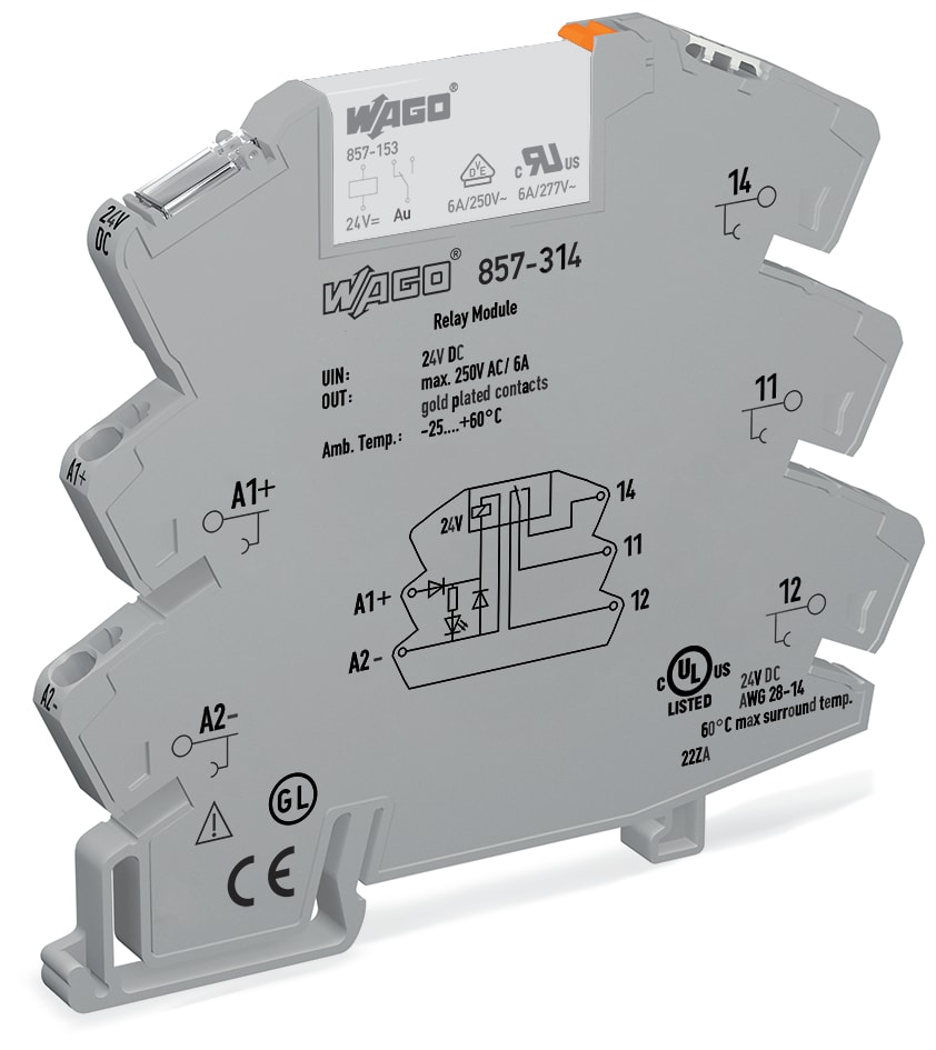 WAGO ELETTRONICA - Modulo relè.Tensione nominale di ingresso: 24 V DC.1 contatto in scambio.grigio