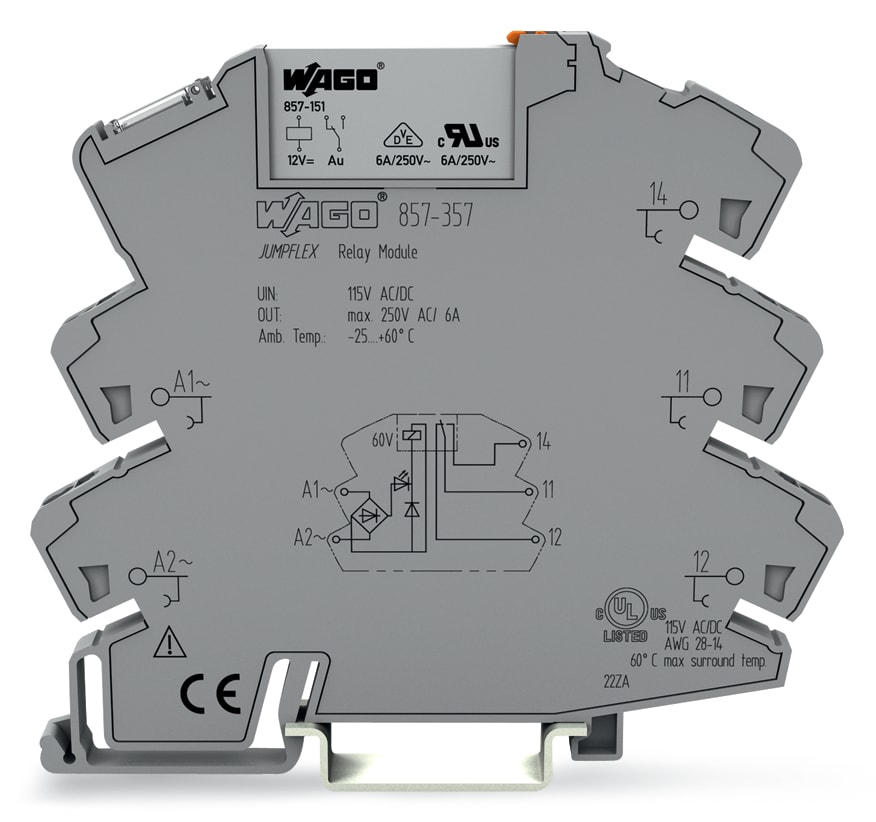 WAGO ELETTRONICA - Modulo relè.Tensione nominale d'ingresso: 115 V AC/DC.1 contatto in scambio.grigio