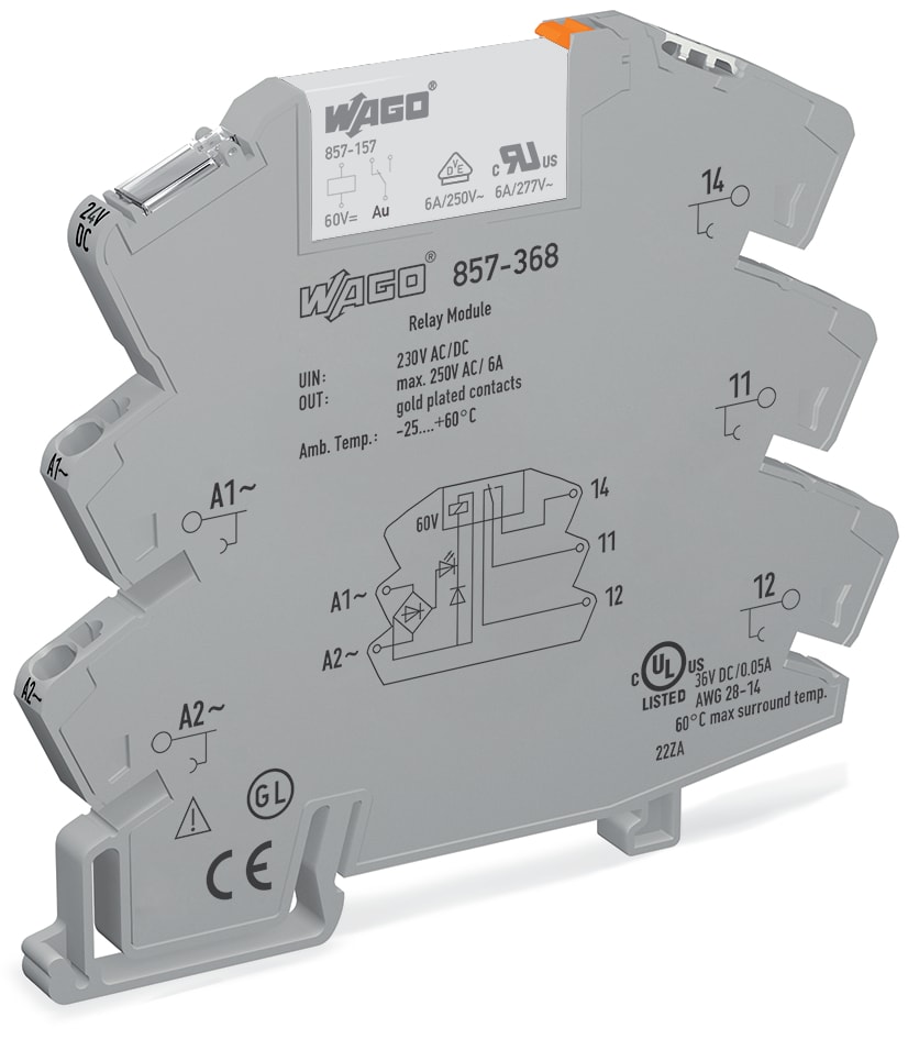 WAGO ELETTRONICA - Modulo relè.Tensione nominale d'ingresso: 230 V AC/DC.1 contatto in scambio.grigio