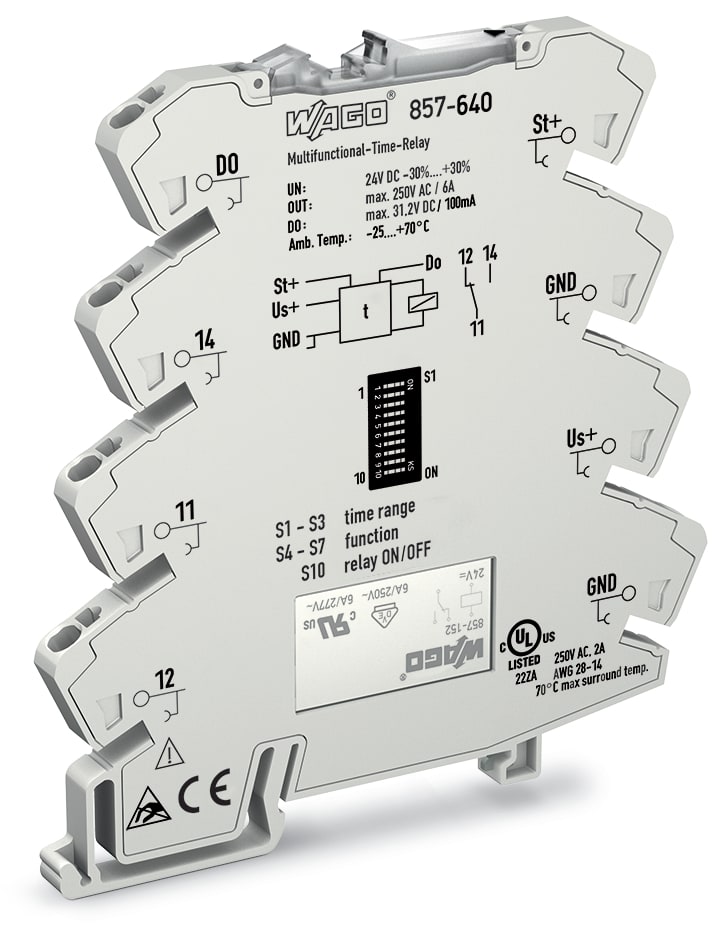WAGO ELETTRONICA - Modulo relè timer.Tensione nominale di ingresso: 24 V DC.Limite corrente permanente: 6 A