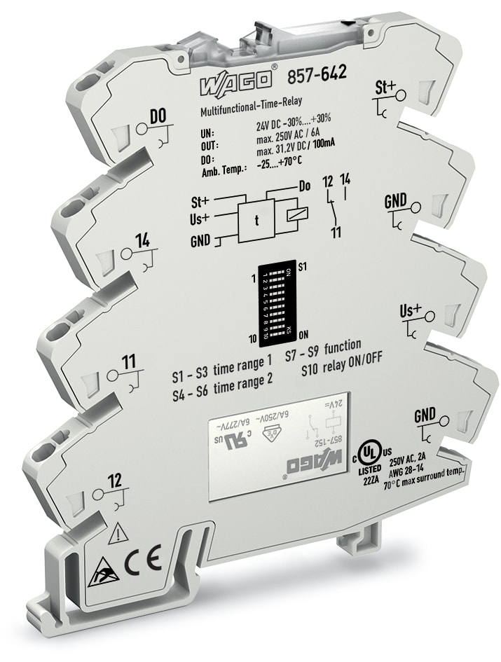 WAGO ELETTRONICA - Modulo relè timer.Tensione nominale di ingresso: 24 V DC.Limite corrente permanente: 6 A