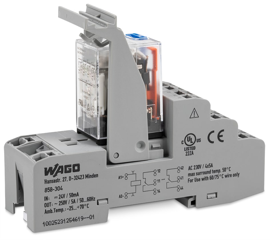 WAGO ELETTRONICA - Modulo relè.Tensione nominale di ingresso: 24 V DC.4 contatti in scambio