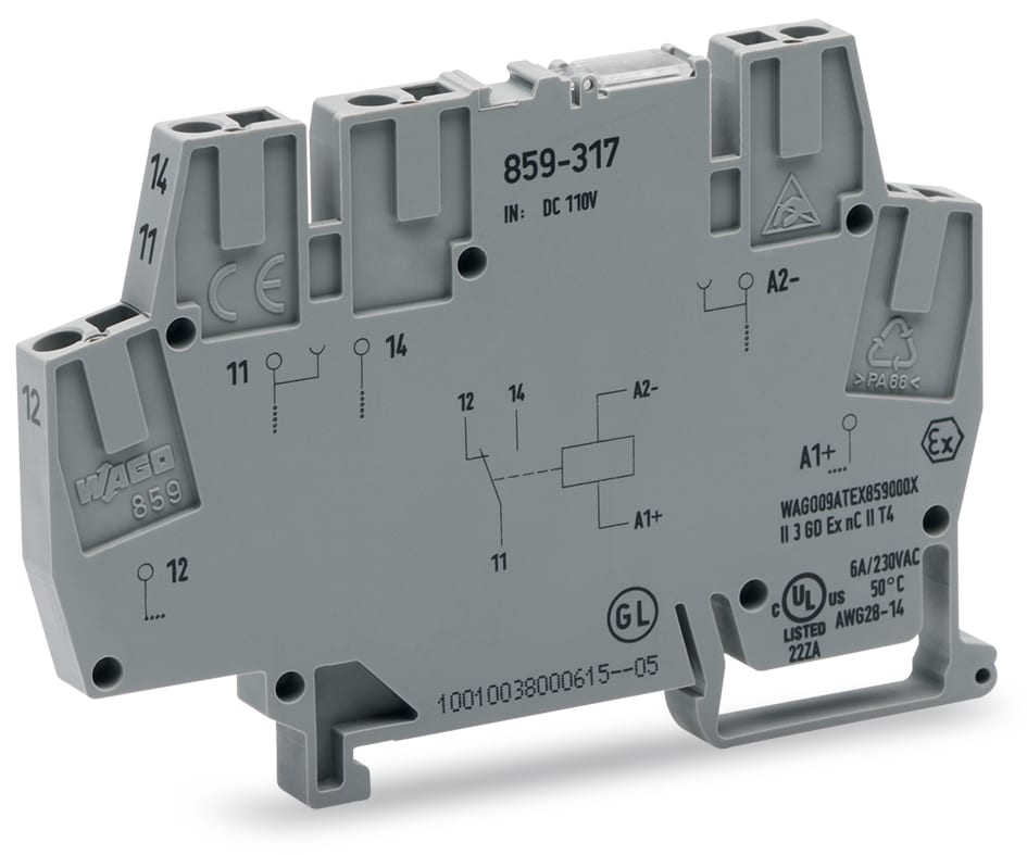 WAGO ELETTRONICA - Modulo relè.Tensione nominale di ingresso: 110 V DC.1 contatto in scambio.grigio