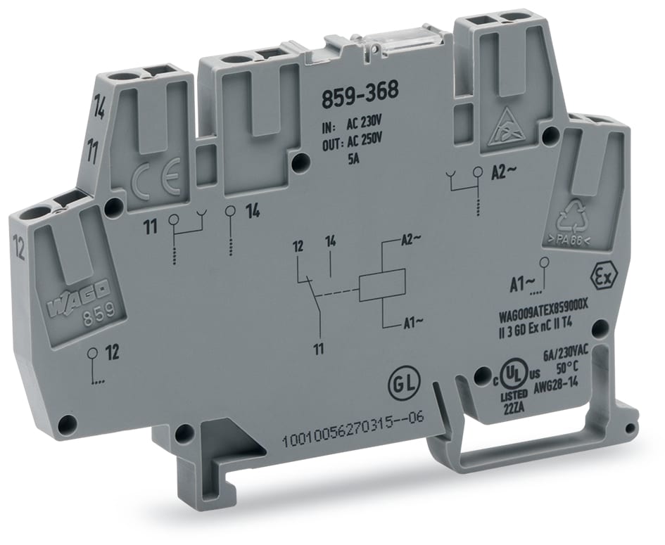 WAGO ELETTRONICA - Modulo relè.Tensione nominale d'ingresso: 230 V AC.1 contatto in scambio.grigio