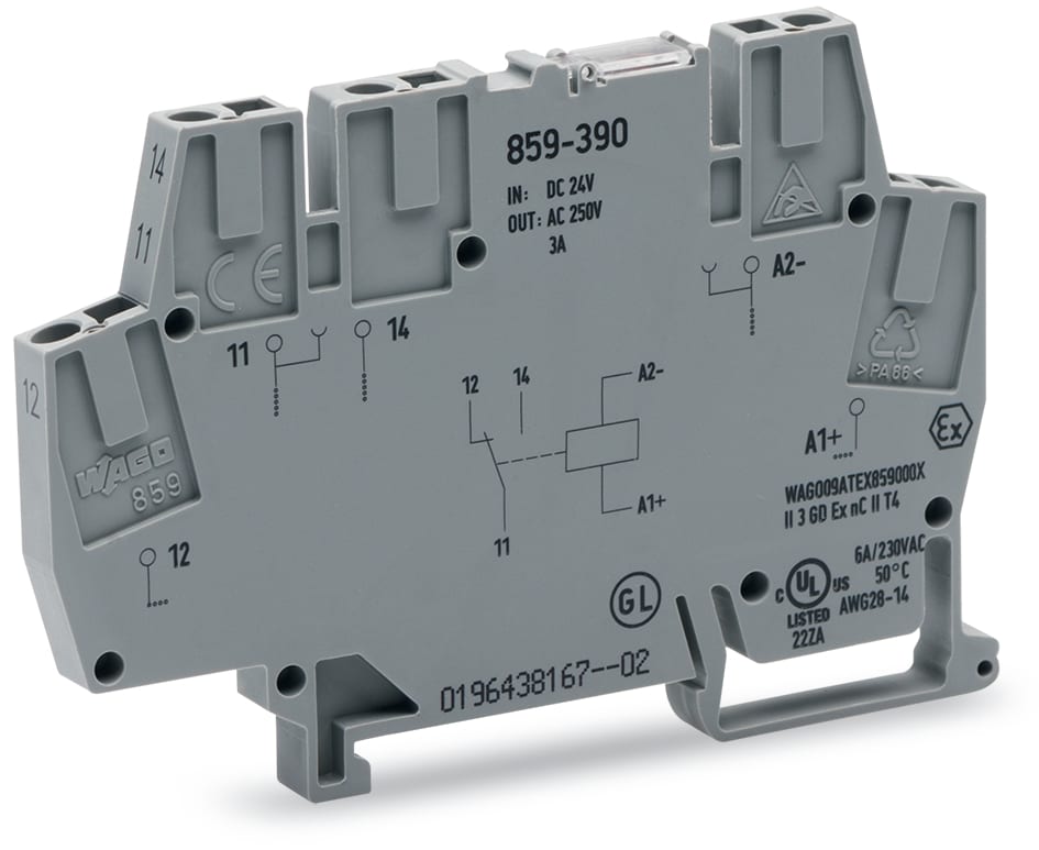WAGO ELETTRONICA - Modulo relè.Tensione nominale di ingresso: 24 V DC.1 contatto in scambio.grigio