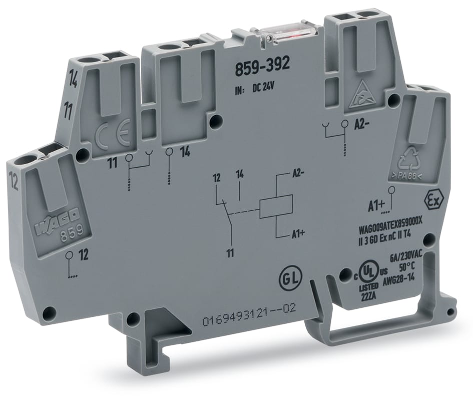 WAGO ELETTRONICA - Modulo relè.Tensione nominale di ingresso: 24 V DC.1 contatto in scambio.grigio