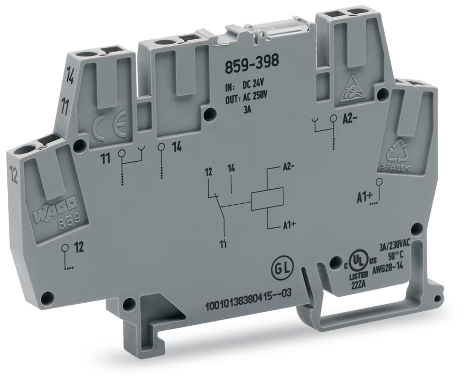 WAGO ELETTRONICA - Modulo relè.Tensione nominale di ingresso: 24 V DC.1 contatto in scambio.grigio