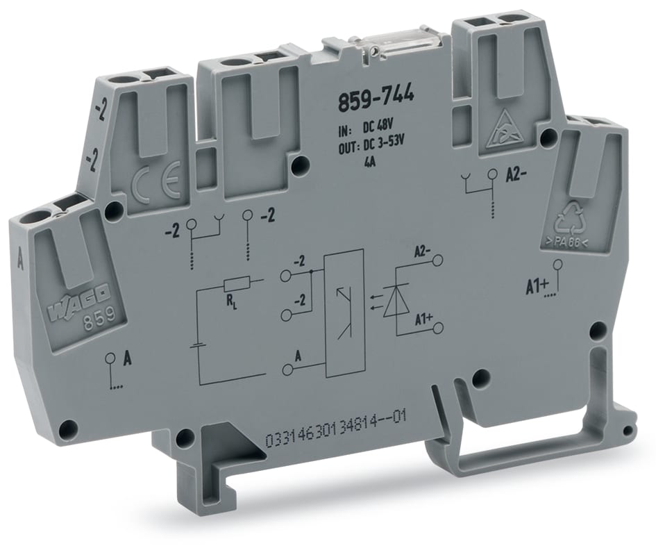 WAGO ELETTRONICA - Modulo optoaccoppiatore.Tensione nominale di ingresso: 12 - 48 V DC.Intervallo tensione d'uscita: da 10 a 53 V DC.grigio
