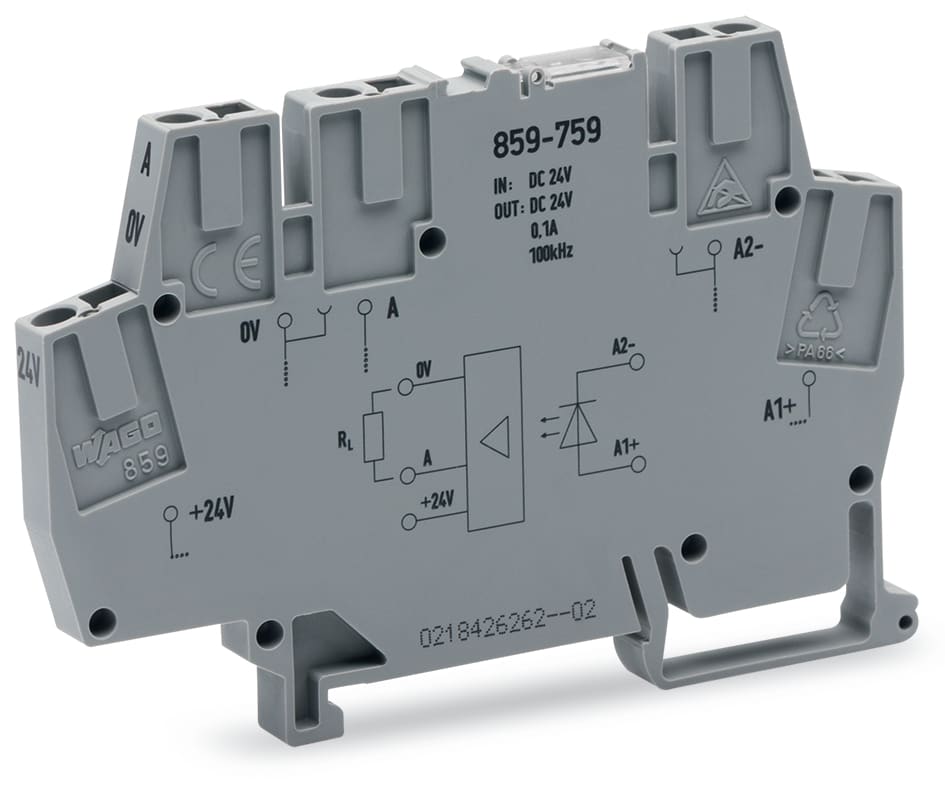 WAGO ELETTRONICA - Modulo optoaccoppiatore.Tensione nominale di ingresso: 24 V DC.Intervallo tensione d'uscita: da 20 a 28,8 V DC
