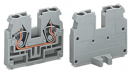 WAGO ELETTRONICA - Morsetto terminale per 2 conduttori.senza pulsanti.con flangia di fissaggio M3.grigio