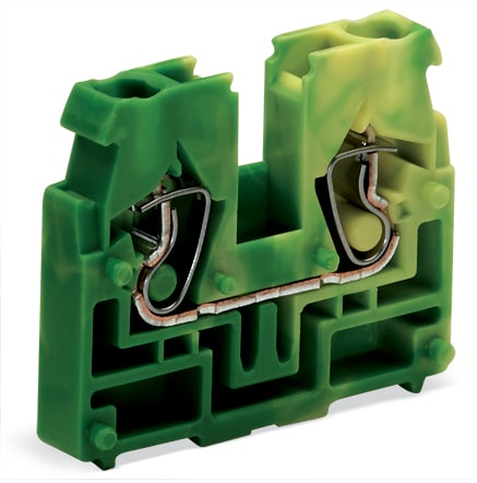 WAGO ELETTRONICA - Morsetto terminale per 2 conduttori.senza pulsanti.con flangia di fissaggio.verde-giallo