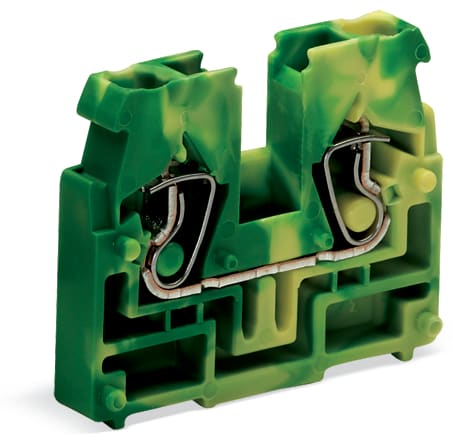 WAGO ELETTRONICA - Morsetto centrale per 2 conduttori.senza pulsanti.senza piede di fissaggio a scatto.verde-giallo