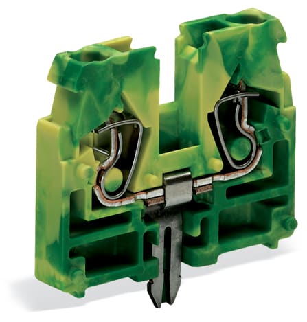 WAGO ELETTRONICA - Morsetto per 2 conduttori.senza pulsanti.senza piede di fissaggio a scatto.verde-giallo