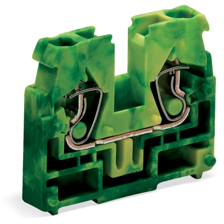 WAGO ELETTRONICA - Morsetto terminale per 2 conduttori.senza pulsanti.senza piede di fissaggio a scatto.verde-giallo