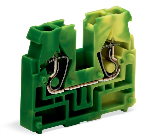 WAGO ELETTRONICA - Morsetto terminale per 2 conduttori.senza pulsanti.con flangia di fissaggio.verde-giallo
