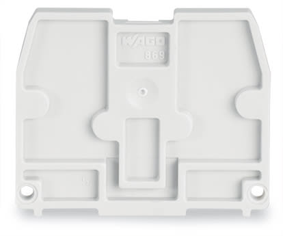 WAGO ELETTRONICA - Piastra terminale.per morsetti con piede di fissaggio a scatto.spessore 2,5 mm.grigio chiaro 869-377