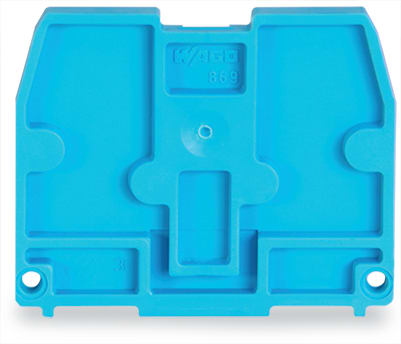 WAGO ELETTRONICA - Piastra terminale.per morsetti con piede di fissaggio a scatto.spessore 2,5 mm.blu 869-378