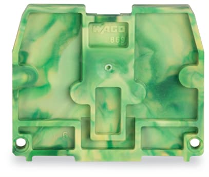 WAGO ELETTRONICA - Piastra terminale.per morsetti con piede di fissaggio a scatto.spessore 2,5 mm.verde-giallo 869-379