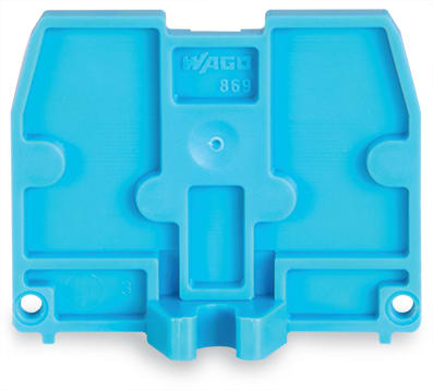 WAGO ELETTRONICA - Piastra terminale.con flangia di fissaggio M3.spessore 2,5 mm.blu 869-388