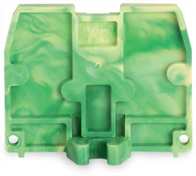 WAGO ELETTRONICA - Piastra terminale.con flangia di fissaggio M3.spessore 2,5 mm.verde-giallo 869-389