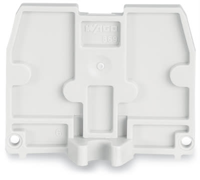 WAGO ELETTRONICA - Piastra terminale.con flangia di fissaggio M4.spessore 2,5 mm.grigio chiaro 869-397
