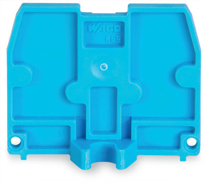 WAGO ELETTRONICA - Piastra terminale.con flangia di fissaggio M4.spessore 2,5 mm.blu 869-398