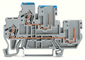 WAGO ELETTRONICA - Morsetto base a due piani 1 conduttore/1 pin?.Morsetto passante/passante.2,5 mm².grigio