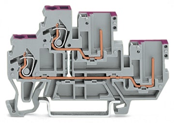 WAGO ELETTRONICA - Morsetto di base a due piani, 2 conduttori/2 pin.Morsetto passante per 2 conduttori/2 pin.2,5 mm².grigio