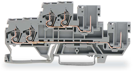 WAGO ELETTRONICA - Morsetto di base a due piani per 2 conduttori/2 pin.Morsetto passante per 2 conduttori/1 pin.2,5 mm².grigio