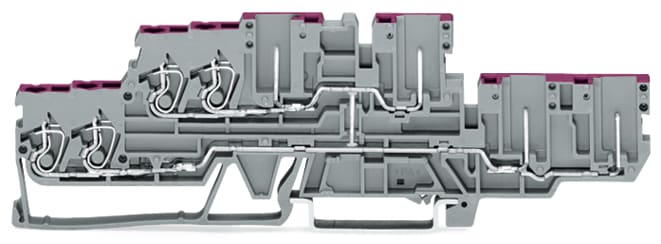 WAGO ELETTRONICA - Morsetto di base a due piani, 4 conduttori/4 pin.Morsetto passante per 4 conduttori/4 pin.2,5 mm².grigio