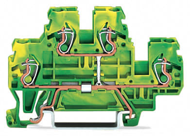 WAGO ELETTRONICA - Morsetto a due piani.Morsetto di terra per 4 conduttori.2,5 mm².verde-giallo