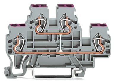 WAGO ELETTRONICA - Morsetto a due piani.Morsetto passante per 4 conduttori.L.grigio 870-508