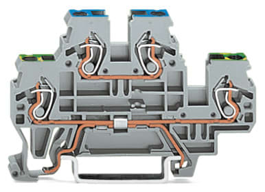 WAGO ELETTRONICA - Morsetto a due piani.Morsetto per conduttore di terra / passante.2,5 mm².grigio