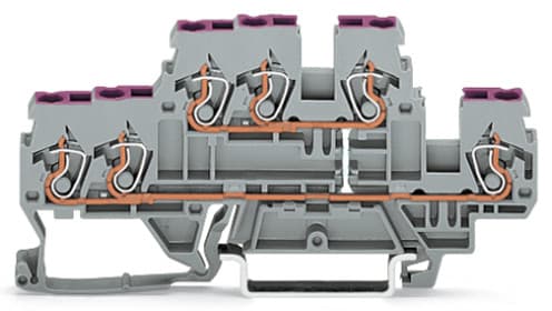 WAGO ELETTRONICA - Morsetto a due piani, per 3 conduttori.Morsetto passante per 6 conduttori.L.grigio