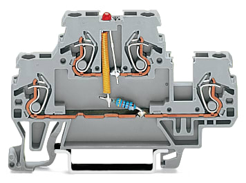 WAGO ELETTRONICA - Morsetto per componente.a due piani.LED rosso.grigio 870-543/281-413